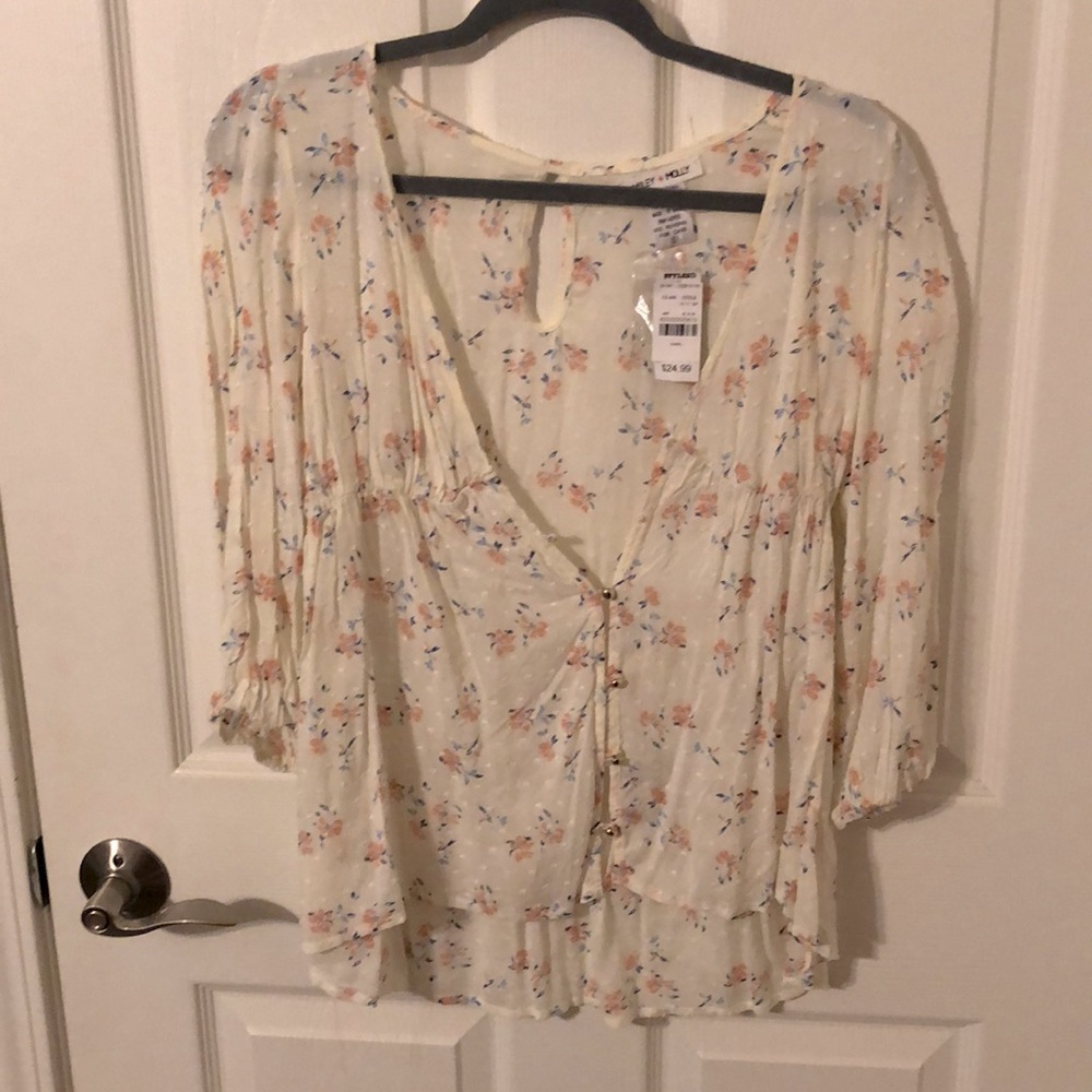 Sheer Floral White Blouse